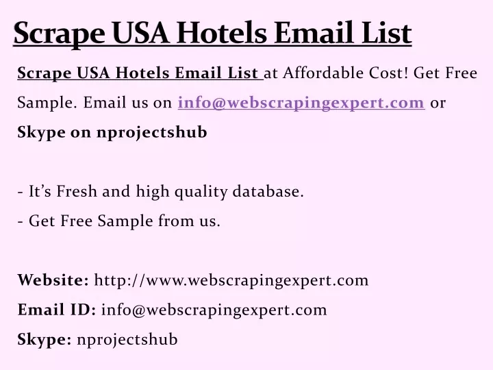 scrape usa hotels email list