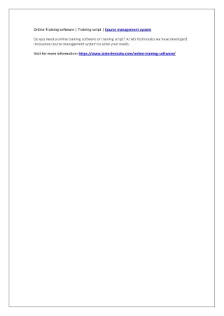 online training software training script course