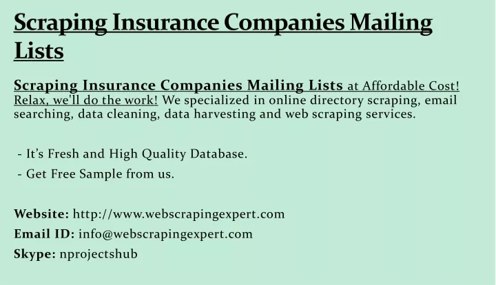 scraping insurance companies mailing lists