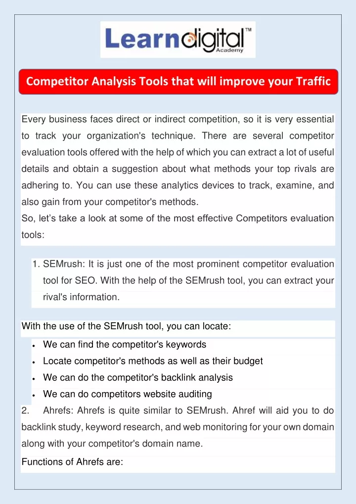 competitor analysis tools that will improve your
