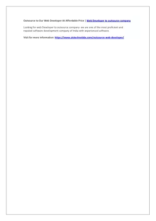 outsource to our web developer at affordable