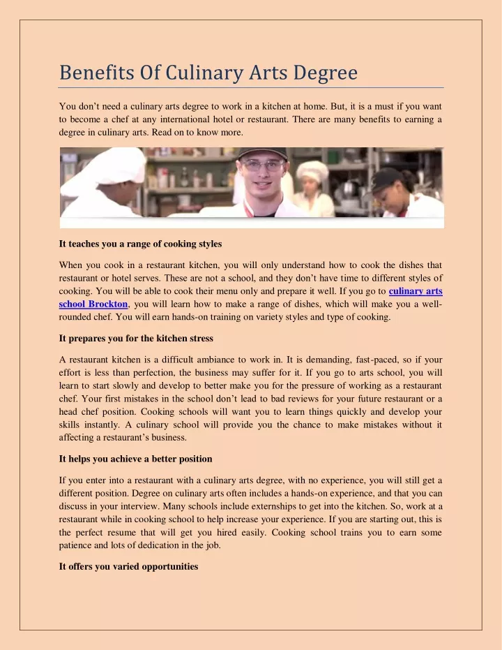benefits of culinary arts degree