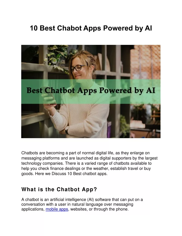 10 best chabot apps powered by ai