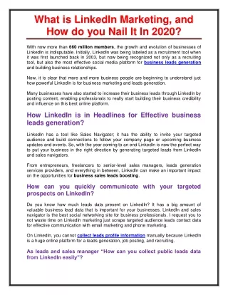 what is linkedin marketing and how do you nail