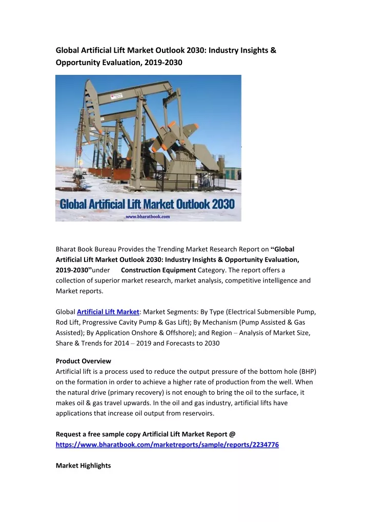 global artificial lift market outlook 2030