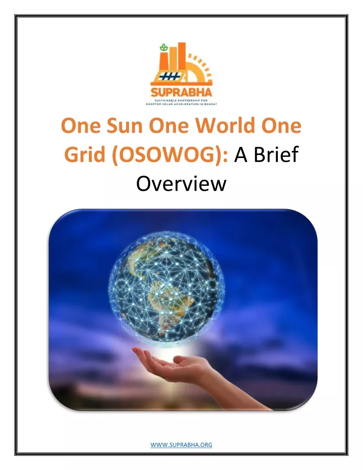 one sun one world one grid osowog a brief overview