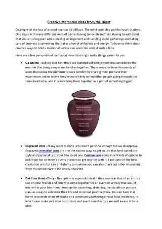 creative memorial ideas from the heart