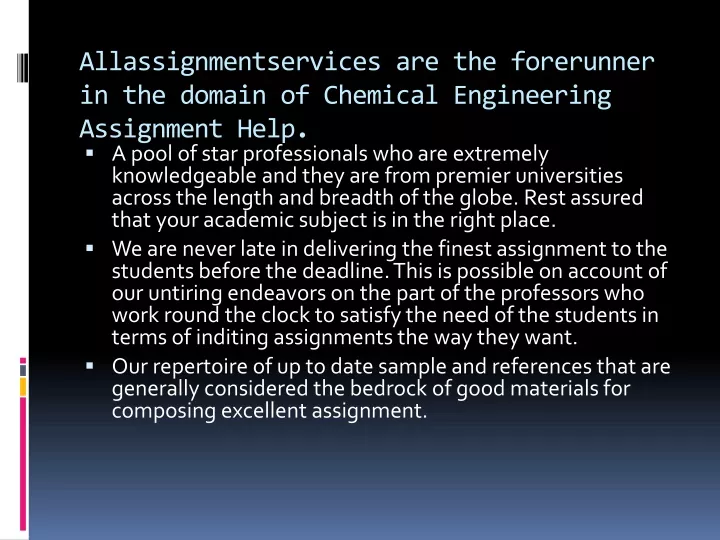 allassignmentservices are the forerunner in the domain of chemical engineering assignment help