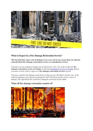 What to Expect in a Fire Damage Restoration Service?