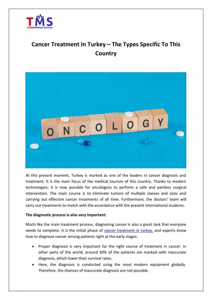 cancer treatment in turkey the types specific