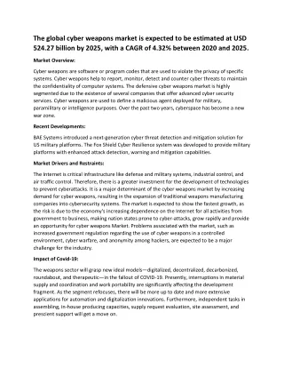 the global cyber weapons market is expected