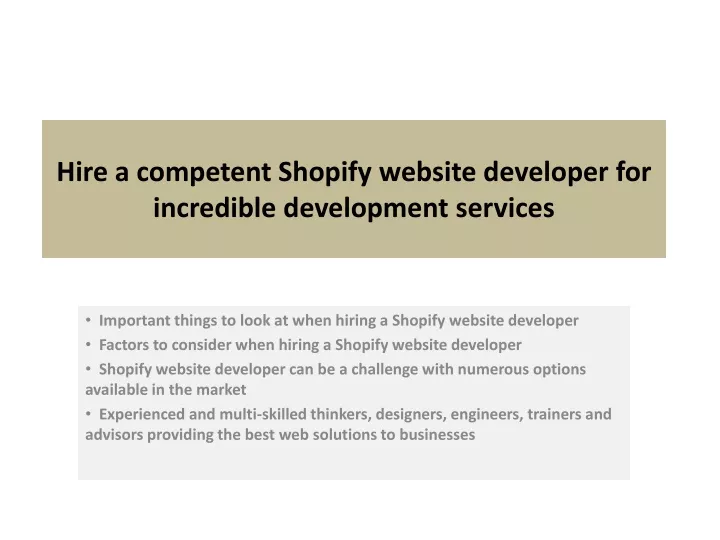 hire a competent shopify website developer for incredible development services