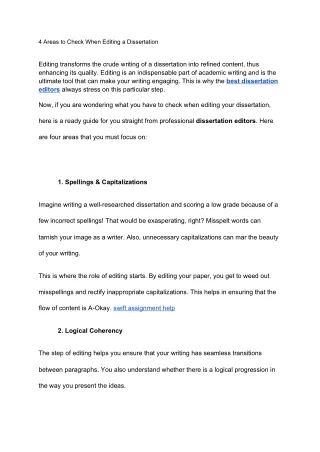 4 areas to check when editing a dissertation