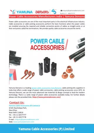 power cable accessories manufacturers india