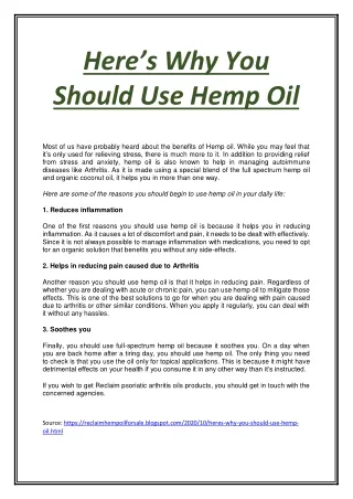 Here’s Why You Should Use Hemp Oil