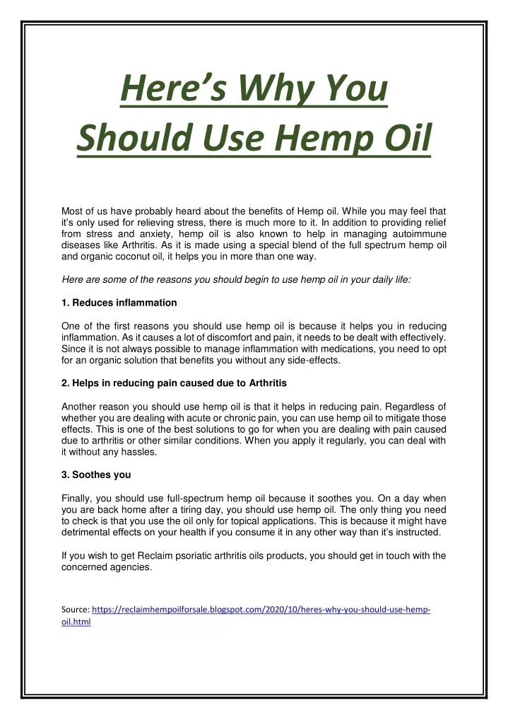 here s why you should use hemp oil