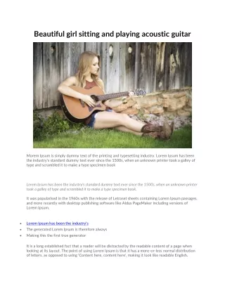 Beautiful girl sitting and playing acoustic guitar