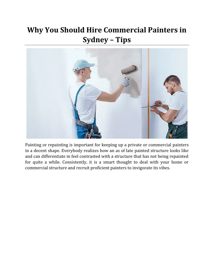 why you should hire commercial painters in sydney