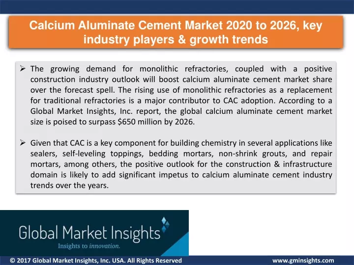 calcium aluminate cement market 2020 to 2026