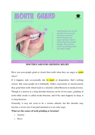 mouthguard for grinding relief
