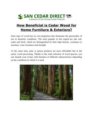 How Beneficial is Cedar Wood for Home Furniture & Exteriors