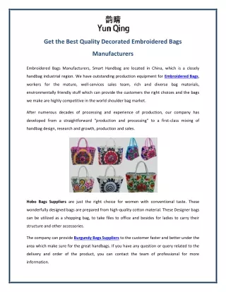 Get the Best Quality Decorated Embroidered Bags Manufacturers