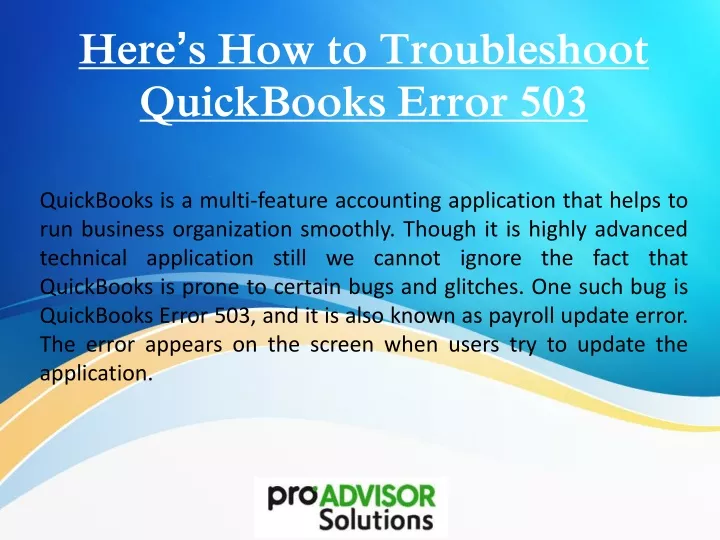 here s how to troubleshoot quickbooks error 503