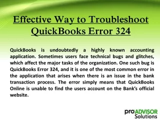 Effective Way to Troubleshoot QuickBooks Error 324