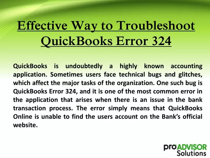 effective way to troubleshoot quickbooks error 324