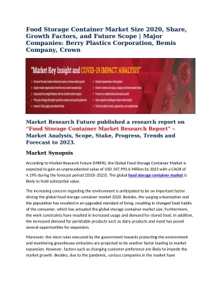 food storage container market size 2020 share