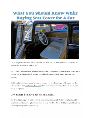 what you should know while buying seat cover
