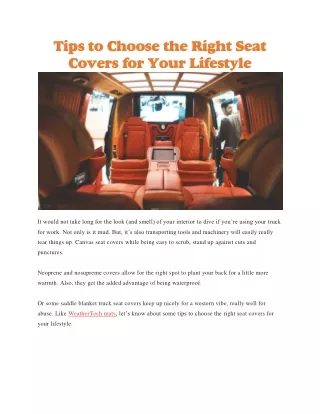 tips to choose the right seat covers for your