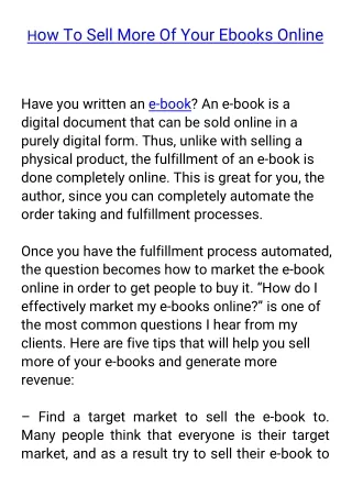 How to sell more of your ebooks online
