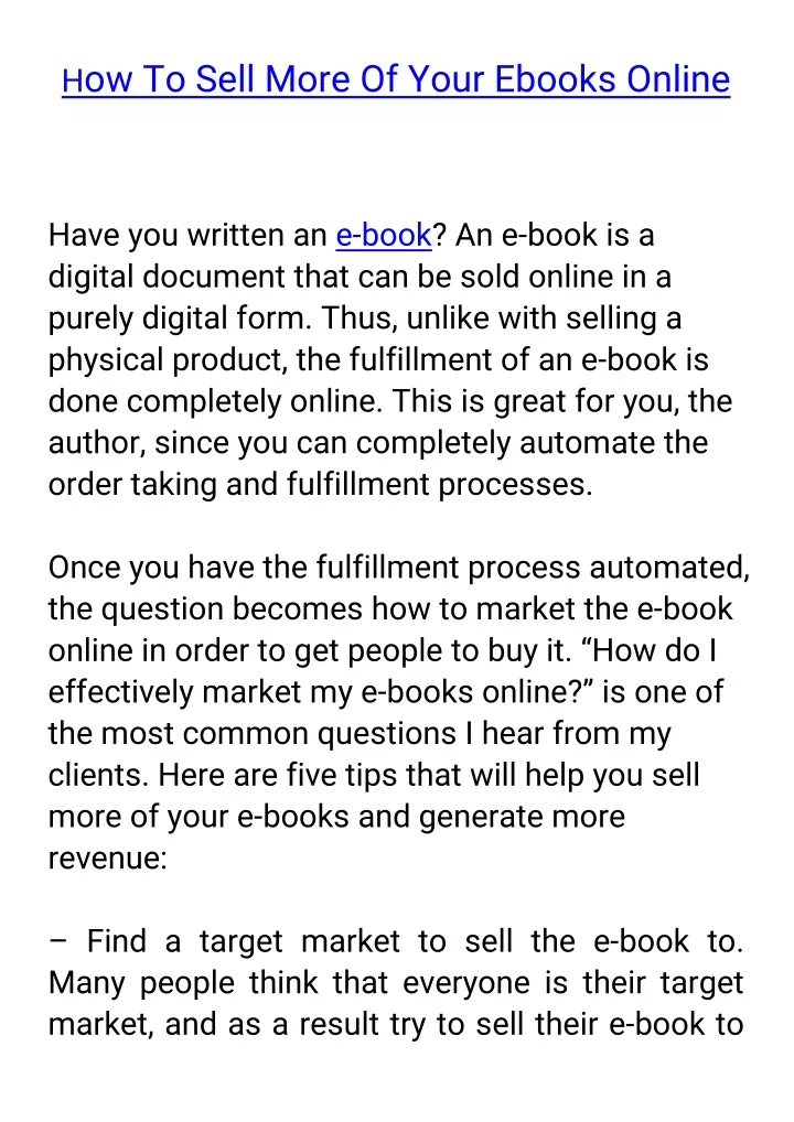 h ow to sell more of your ebooks online