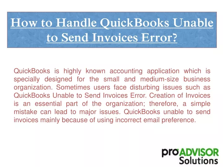 how to handle quickbooks unable to send invoices error