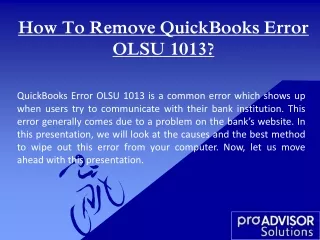 How To Remove QuickBooks Error OLSU 1013