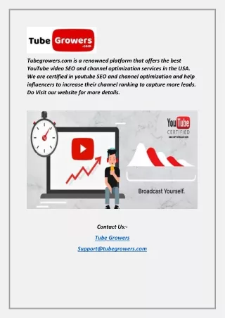 Affordable Youtube SEO Services USA | Tubegrowers.com
