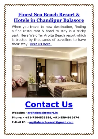 Finest Sea Beach Resort & Hotels in Chandipur Balasore