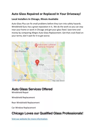 Auto Glass Repaired or Replaced in Your Driveway in Chicago