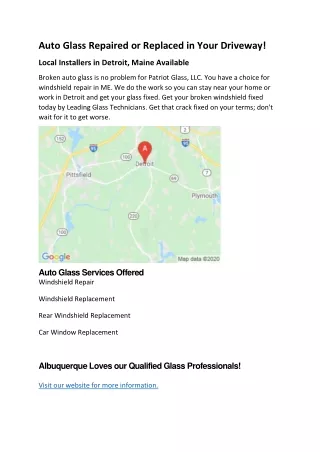 Auto Glass Repaired or Replaced in Your Driveway in Detroit