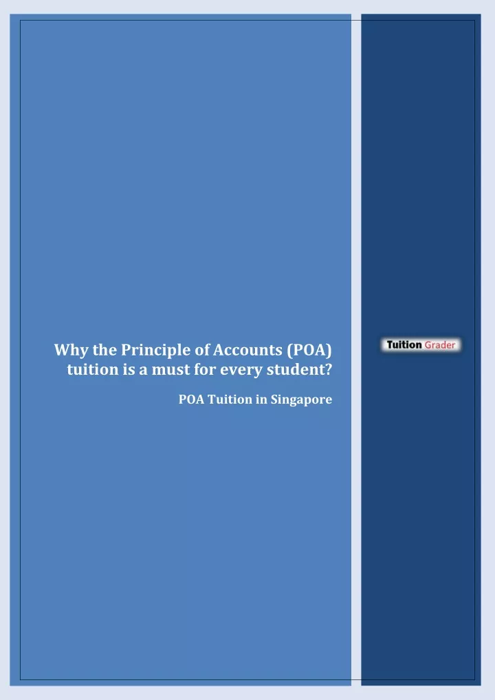 why the principle of accounts poa tuition