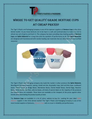 Where to Get Quality Grade Denture Cups at Cheap Prices?