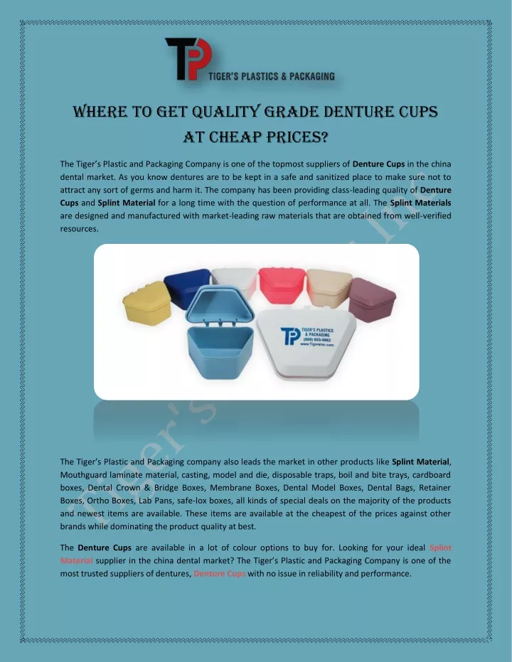 where to get quality grade denture cups at cheap