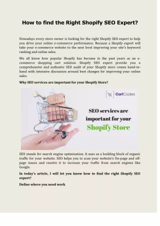 how to find the right shopify seo expert