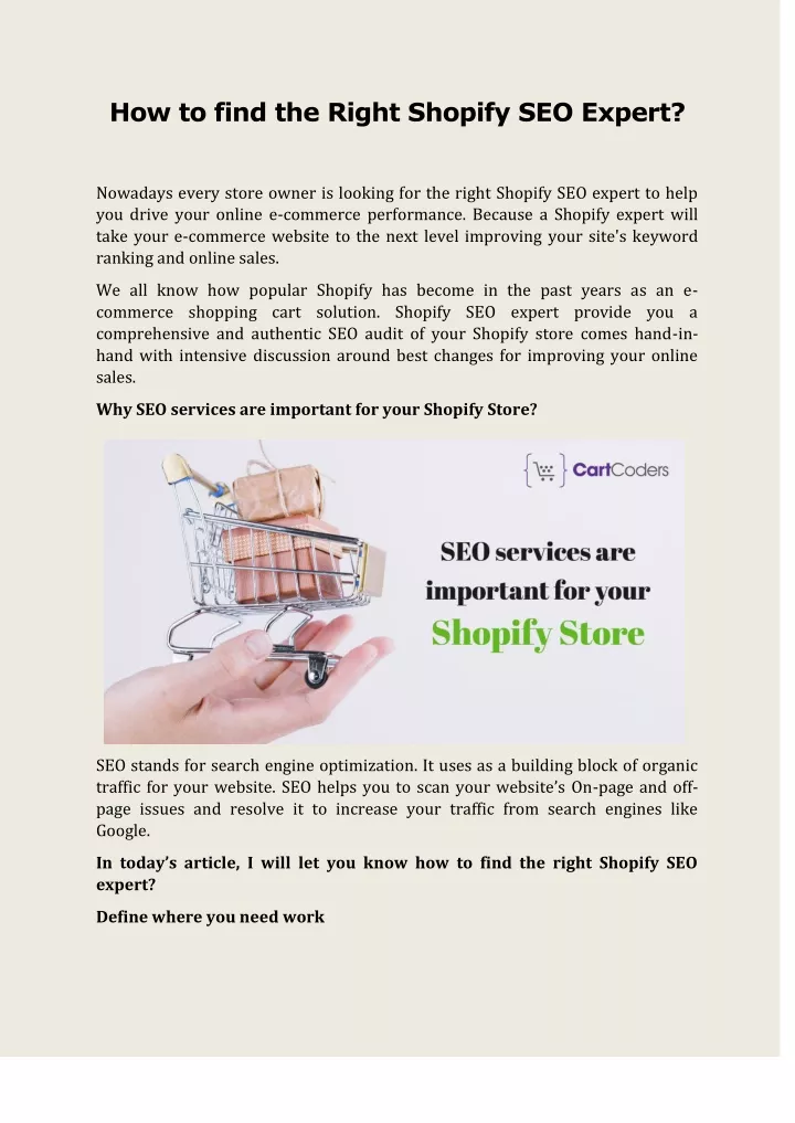 how to find the right shopify seo expert