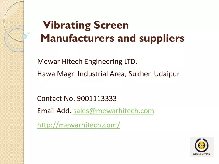 vibrating screen manufacturers and suppliers