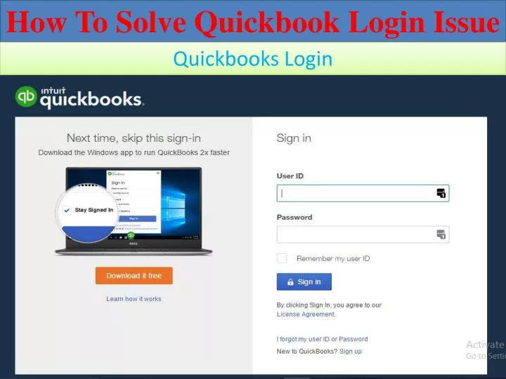 how to solve quickbook login issue