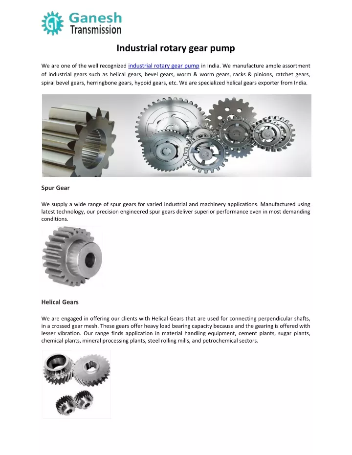 industrial rotary gear pump