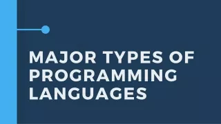 Major Types Of Programming Languages