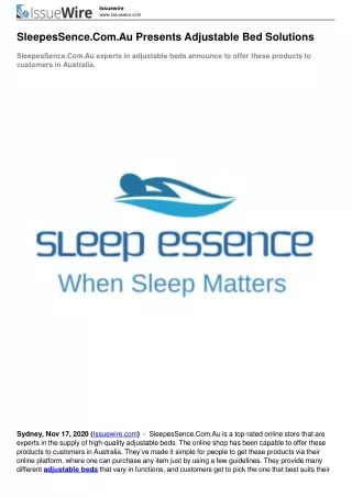 SleepesSence.Com.Au Presents Adjustable Bed Solutions